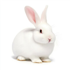 Obraz premium Fluffy white rabbit sitting calmly 