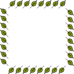 Square frame with pleasant green leaves on white background.eps