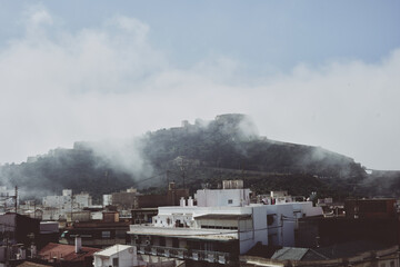 Castle of Santa Barbara Overlooking Alicante on a Foggy Day