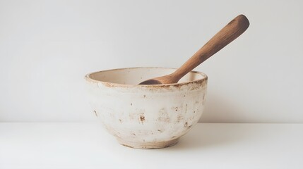Rustic Bowl Wooden Spoon Still Life.