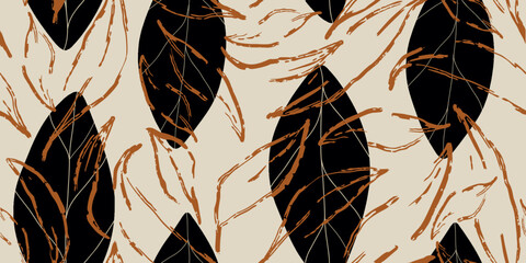 Leaves pattern illustration floral graphic seamless pattern.

