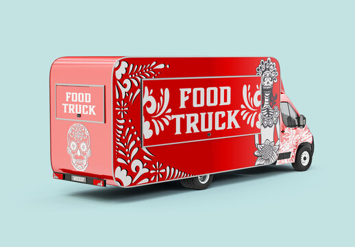 Food Truck Caravan Mockup