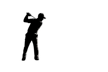 silhouette Swing Of Golf Player And Sports Concept, Dark Background