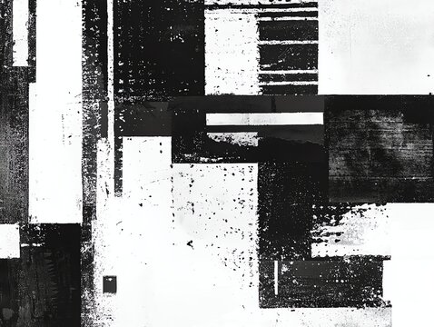 Generative AI, vintage grunge black and white collage background Different textures and shapes