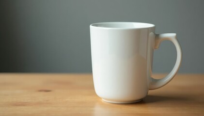 Fototapeta premium Classic white mug, handle visible, clean background, background, photography, design