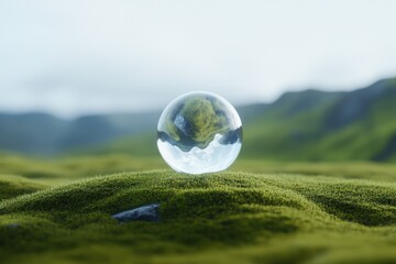 Crystal ball reflects landscape