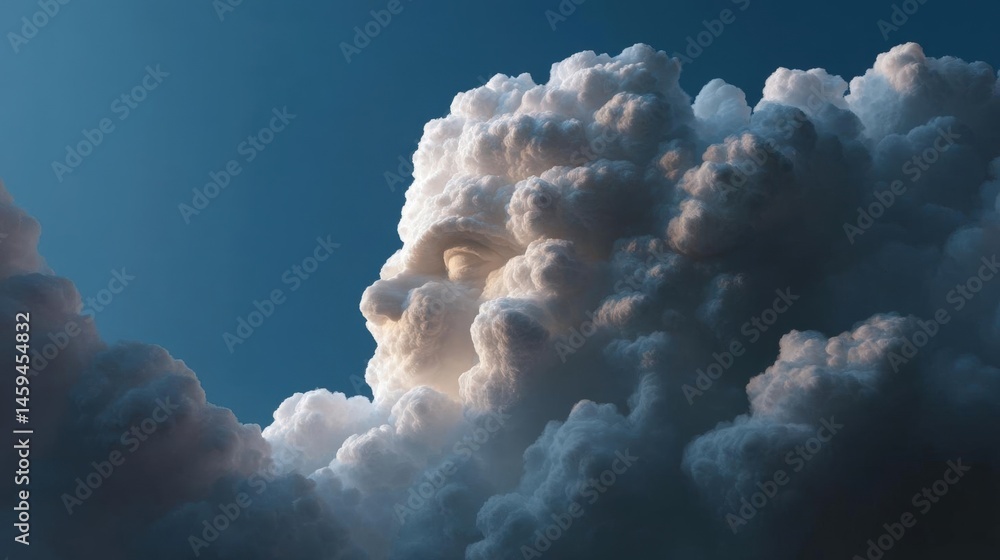Poster close-up of a large cloud formation in the sky. the cloud appears to be made up of multiple layers o