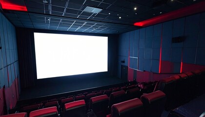Cinema Projection Screen Mockup - Background for Application Presentation - Template for Movie Screen - Wide Screen in Theathers - White Screen for Product, Interface Design - App, Web, UI Design