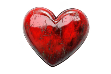 Display Red Heart Symbol With Unique Texture, Reflecting Passion And Enduring Spirit