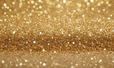 Intricate golden glitter texture shimmering with festive bokeh lights