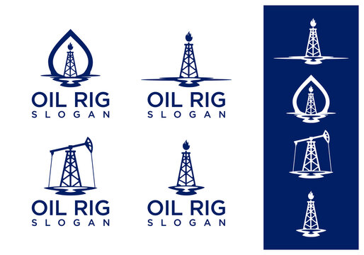 oil drop logo with mining rig