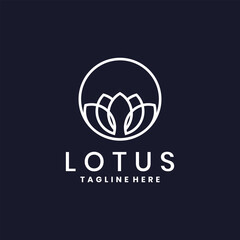 Modern lotus flower logo design with elegant white line art