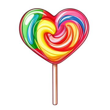 rainbow swirl heart lollipop candy
