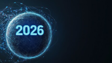 2026 sphere with abstract network connection