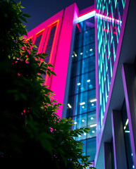 modern brutalism building with lush greenery, created by generative ai