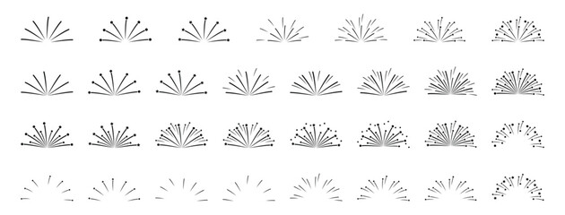 Firework Bursts Vector Set - Simple Line Style.