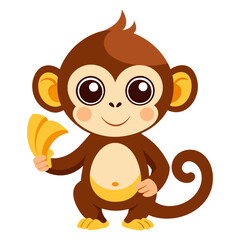 Download Cute Monkey Holding Banana Cartoon Vector Icon Illustration Eps File For Design.