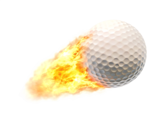 Golf Ball with Fire isolated on white background PNG