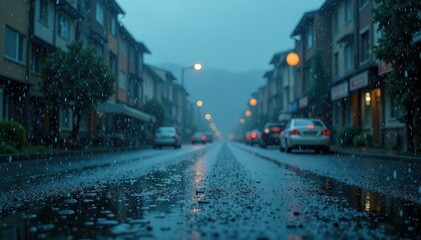 Obraz premium Heavy downpour, large droplets falling against stark white , nature, texture, background