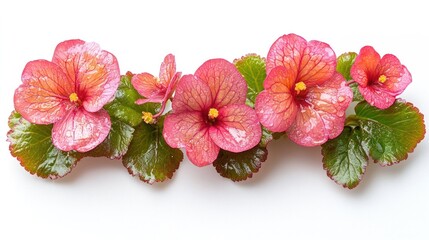 Vibrant Pink Hibiscus Flowers in Lush Tropical Floral Arrangement  Closeup of beautiful colorful blooming hibiscus blossoms with green leaves in a natural organic botanical setting