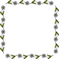Square frame with pleasant horizontal chamomile on white background.eps