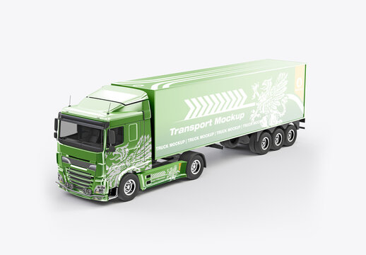  Semi-Trailer Truck Mockup