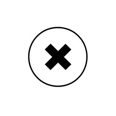 Obraz premium Simple black X symbol inside a thin circular outline