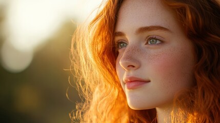 Fototapeta premium Redhead woman in golden light