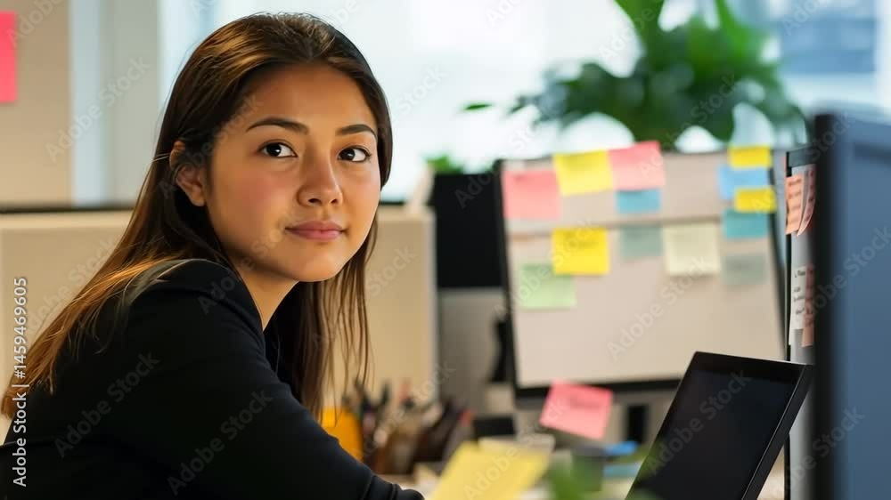 Aufkleber Personal assistant organizing desk and managing tasks efficiently in a modern office environment during daytime