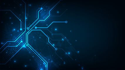 Futuristic lines circuit board blue light. Technology abstract background