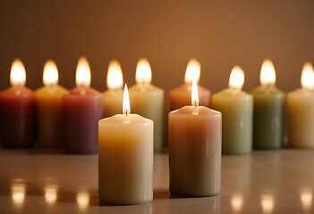 Warm and Inviting Scented Candles in Various Colors. Generative Ai