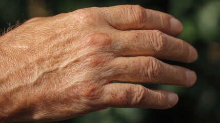 Fototapeta premium Detailed Close-Up of Human Hand Showing Textured, Wrinkled Skin on Back Side in Natural Light