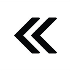 Rewinding button icon. Double arrow glyph icon. Navigation pointer, indicator. Vector illustration isolated on white background.
