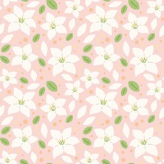 Lily pattern on pink background
