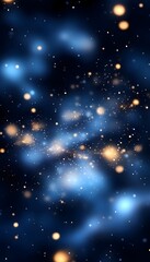 Obraz premium Abstract cosmic nebula with swirling blue and gold dust