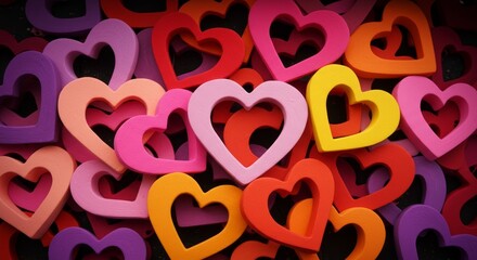 A Vibrant Collection of Colorful Hearts - Joyful, loving, romantic, colorful, abstract. Symbolizing love, affection, happiness, unity, and passion