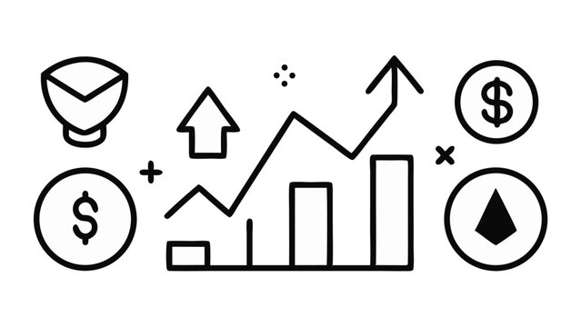 Line icon set featuring symbols for increasing and decreasing profit, perfect for financial or business-related designs with easily editable stroke options