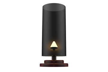 Vintage Wooden Nightlight with a Soft Glowing Bulb, Retro Style Bedside Night Lamp with a Wooden Base and Cylindrical Shade, Warm Ambient Light from a Classic Bedroom Decor on a Transparent png