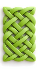 Green interwoven design, resembling a Celtic knot, with smooth, 3D rendered strands