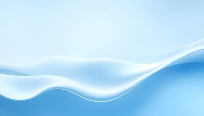3d Abstract minimalist wavy background in cool blue tones. Abstract smooth waves, soft gradients, light blue and white tones, fluid shapes background