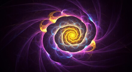 Naklejka premium Abstract Swirling Spiral of Light and Color - Dreamlike swirling spiral, vibrant colors, fluid shapes, cosmic energy, infinite potential. Symbolizes: transformation, growth, infinity, energy, mystery