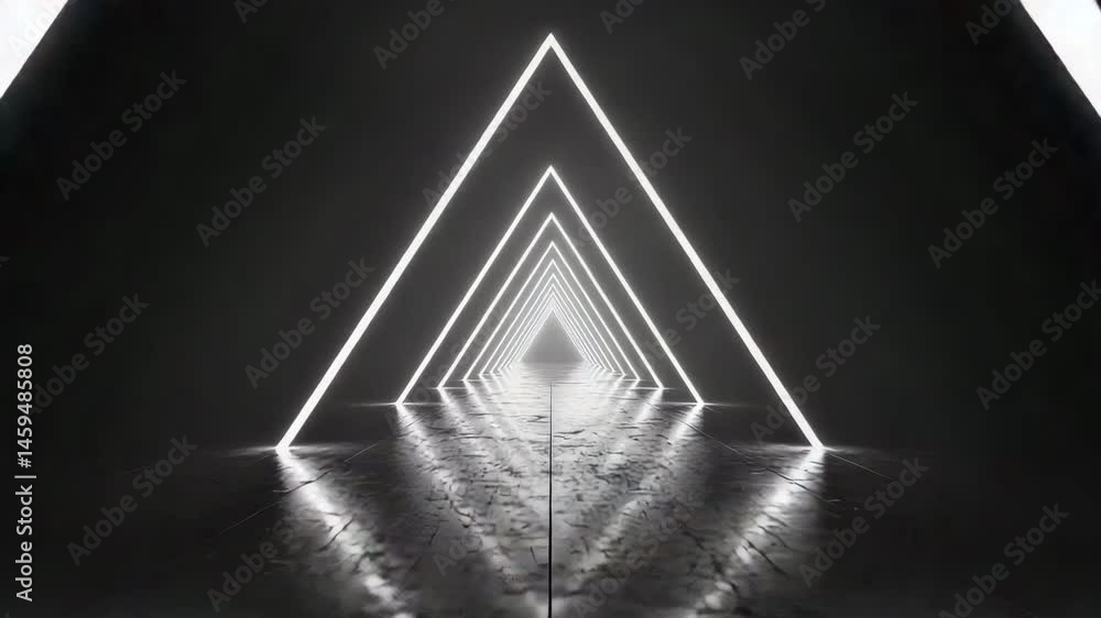 Aufkleber triangular neon light formation emitting vibrant colors in a dark background setting for visual impa