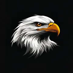 Obraz premium Majestic Bald Eagle Head Profile Illustration Against Black Background Wildlife Art Graphic Design
