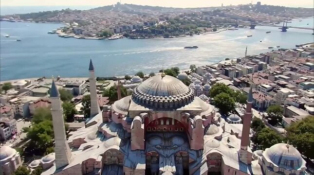 Istanbul Overhead Shot | Hagia Sophia & Bosphorus View