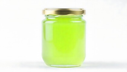 Bright Green Liquid in Glass Jar with Gold Lid