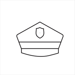 Simple Outline of a Police Hat with Badge