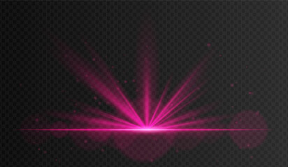 Deep pink glowing spotlight with wide beams and floating sparkles. Used for celebration visuals, concert lighting, and fantasy intros.