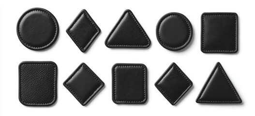 Set of black leather-like geometric shapes