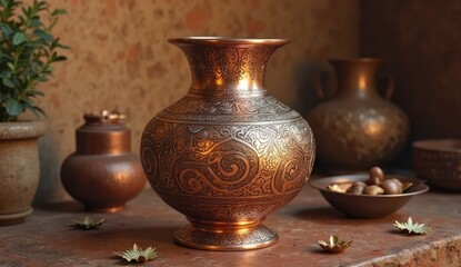 antique vase on a wall