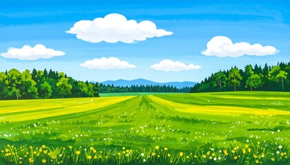 Fototapeta premium green field and blue sky